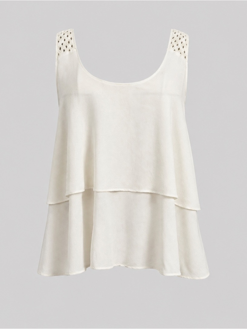HD in Paris (Anthropologie) Ivory / Cream Tiered Swing Top Sleeveless Sz 0